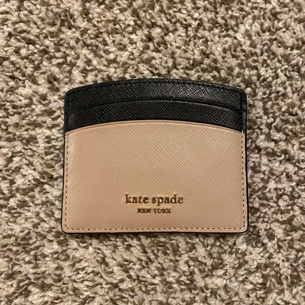 Tan and Black Kate Spade Card Holder